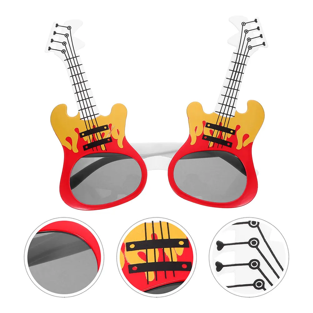 

4pcs Rock Glasses Funny Electric Guitar Shaped Sunglasses for Party Beach Holiday Carnival Accessories Lightweight Comfortable