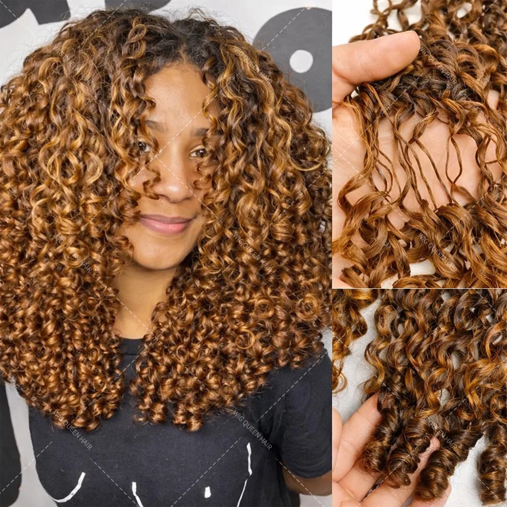Highlight Burmese Curly Feathered Human Crochet Hair For Braiding 100% Raw Human Hair Extension Miracle Knots Crochet Human Hair