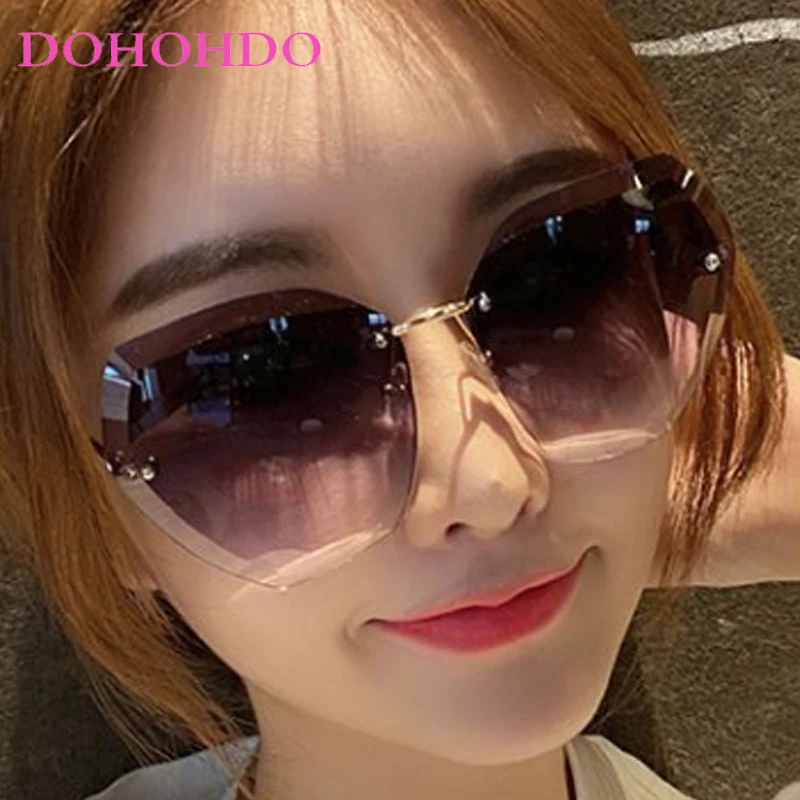 

Fashion Brand Designer Rimless Irregular Sunglasses Women Men Retro Luxury Shades Outdoors Travel Sunglasses Lentes De Sol UV400