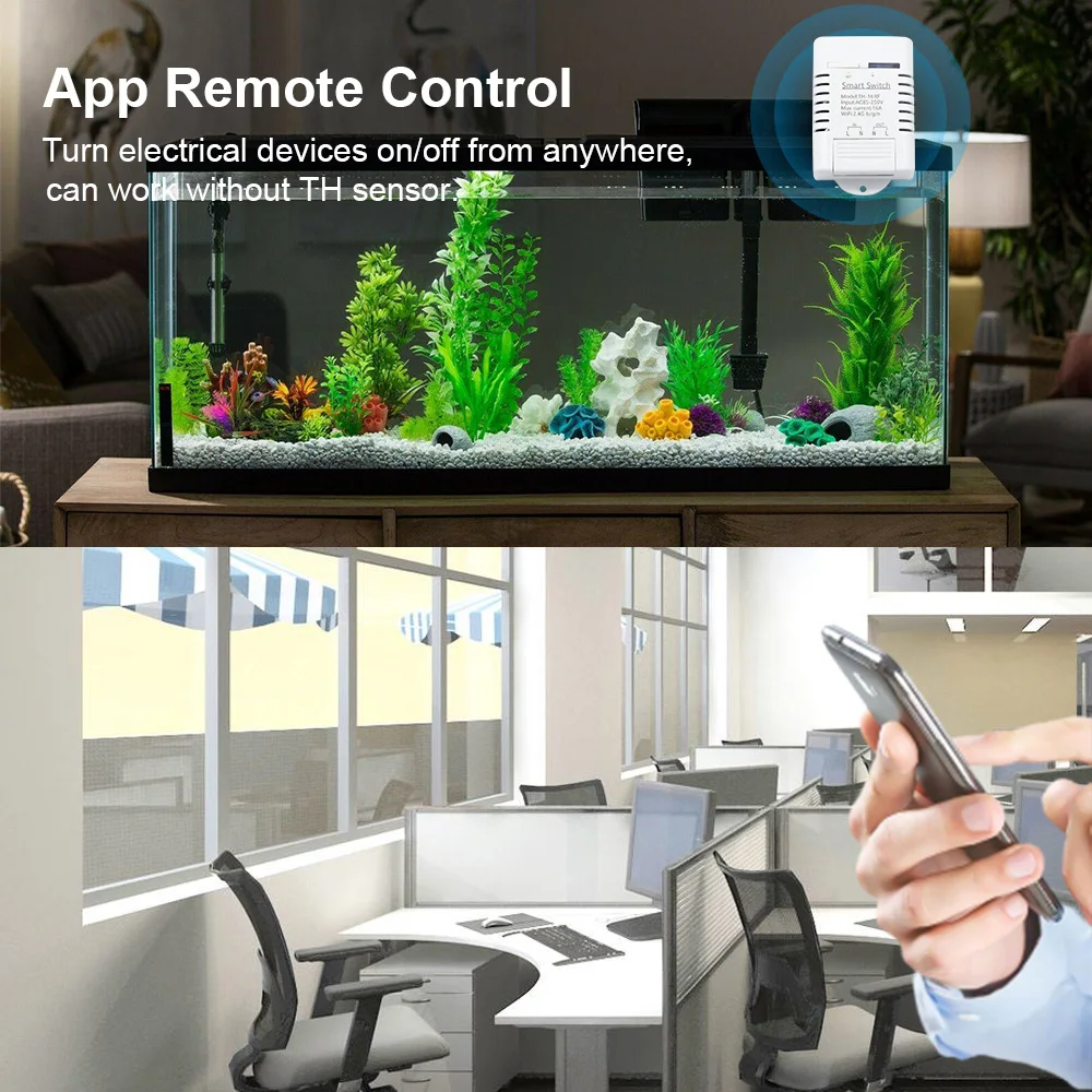 EWeLink 스마트 WIFI 무선 제어 스위치, 온도조절기 온도 센서, Alexa Google Home과 호환 가능, 16A, 3000W