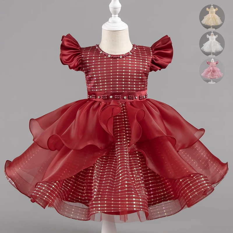 

Новый рождественский костюм для вечеринки, детская одежда для девочек 3-14 лет, детские платья с цветочным узором для девочек на день рождения