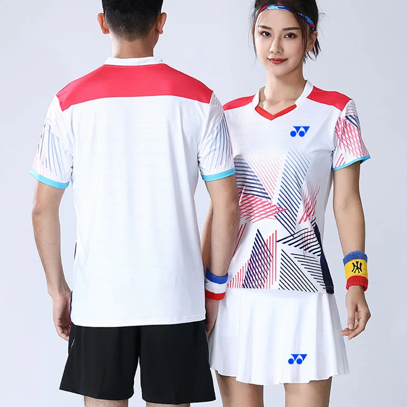 W Badminton abbigliamento Tennis Stripe Printed T-Shirt ping pong Jersey Training Men T Shirt Padel Running Sports Quick Dry Tees