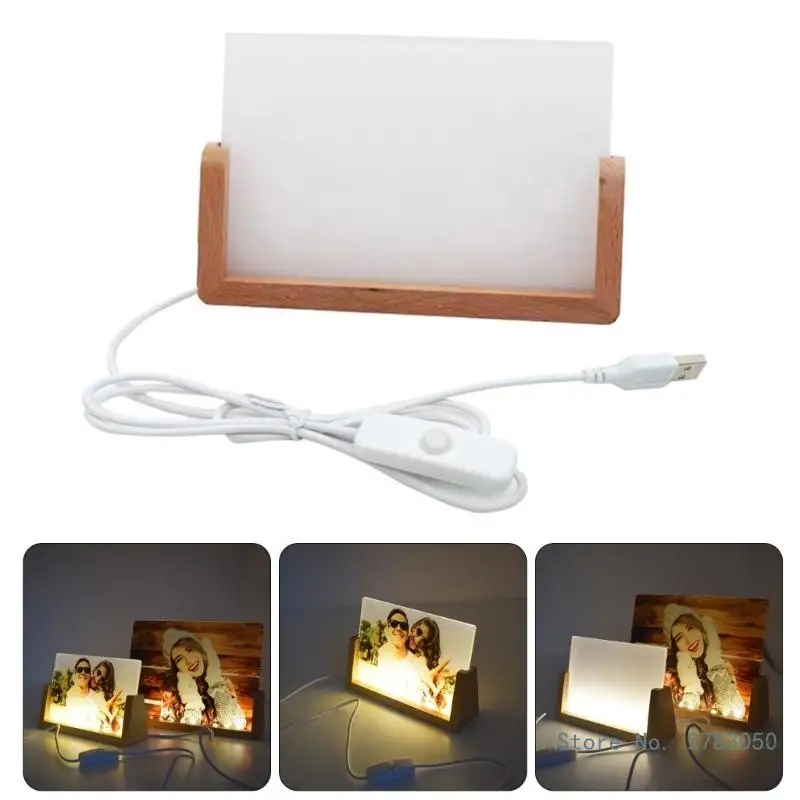 Heat Transfer Acrylic Picture Frame with LED Light Standing Sublimation Blank Photo Frame with Base Home Decors