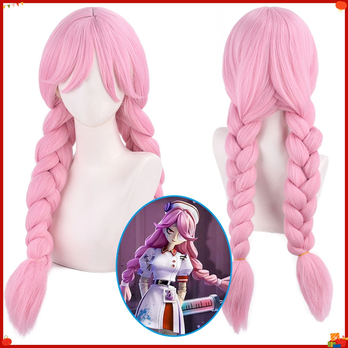 Synthetic Long Light Pink Braided Wig for Egg-Themed Party Mi-Ha Inspired Double French Braids Cosplay Costume Hair