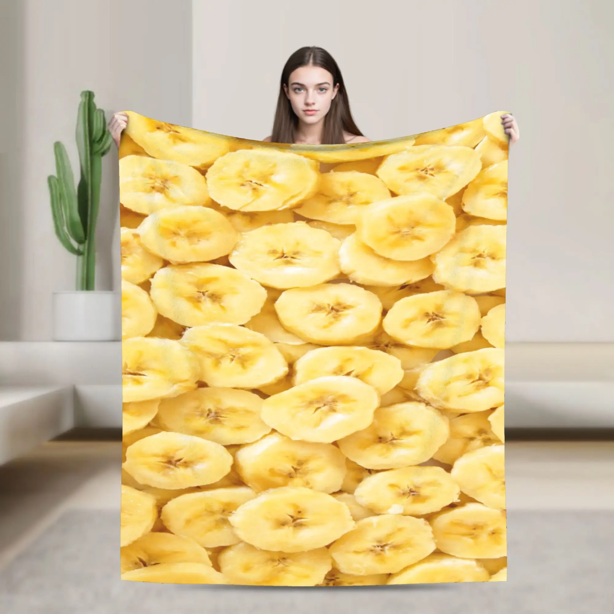 Banana Slices Comfortable Blankets For Couch Bed  Novelty Throw Blanket Autumn Plane Travel Flannel Bedspread