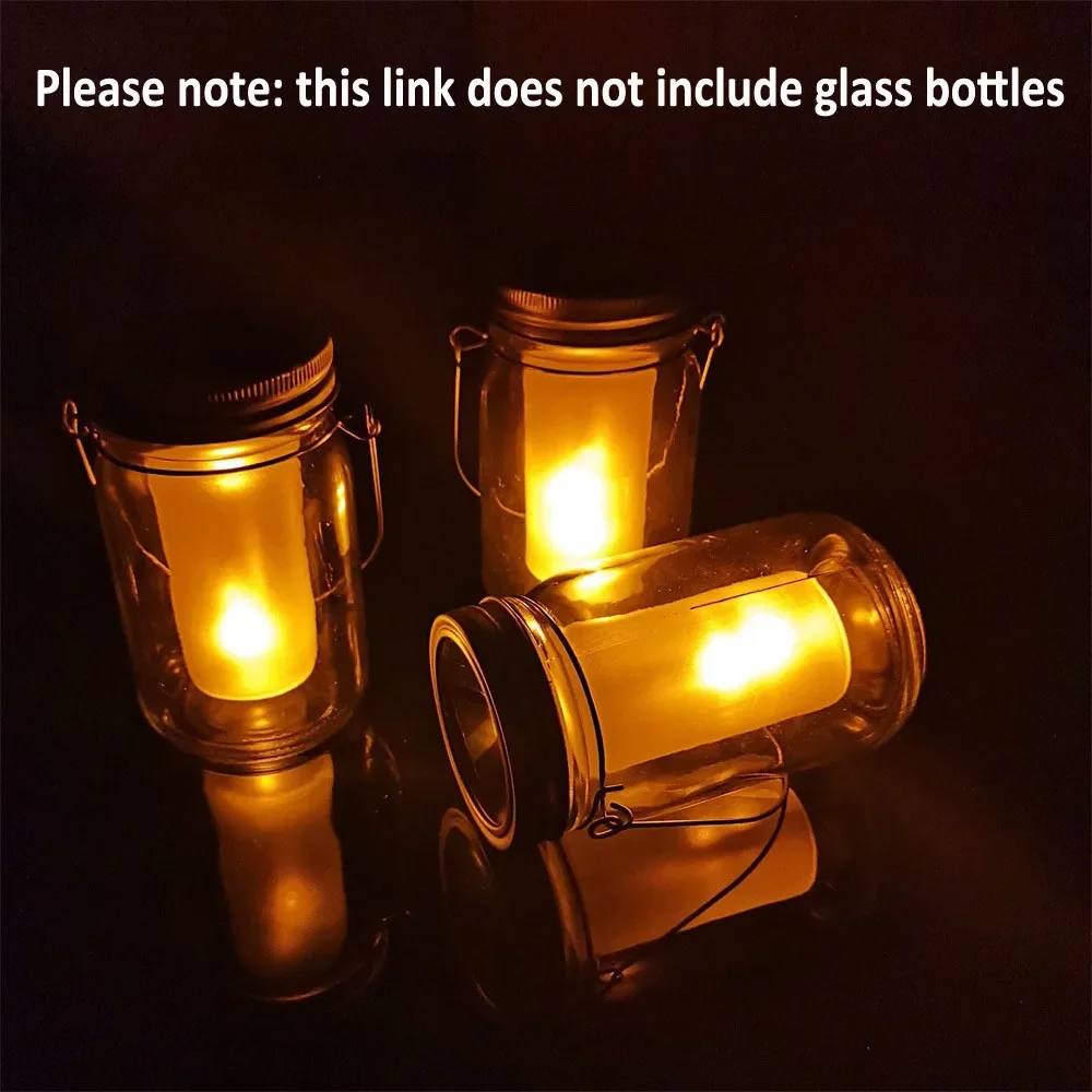 Solar LED Mason Jar Lit Light Torch Flame Warm LED Outdoor Indoor Christmas Decorative Street Lamp Lantern Garden Bottle Lights