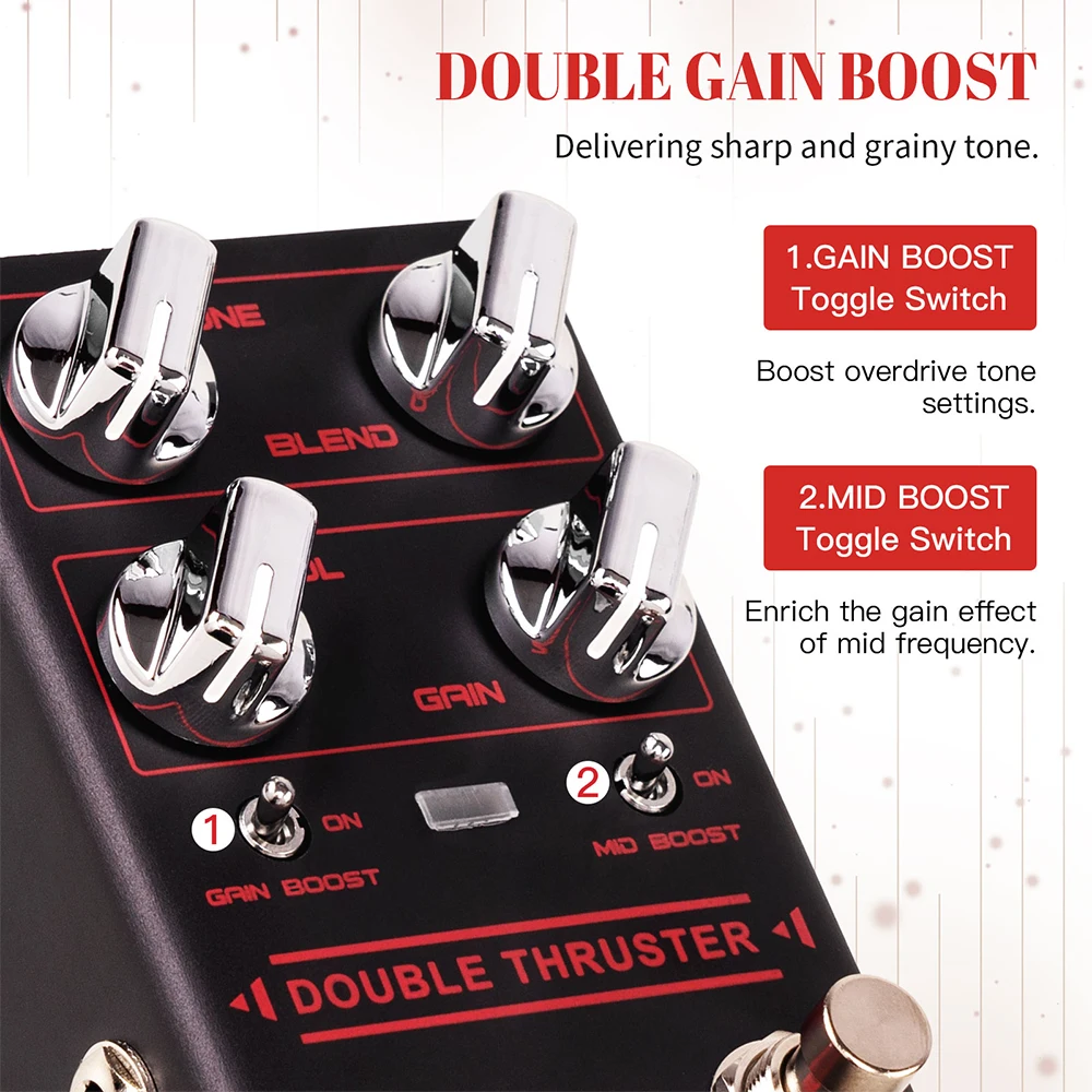 JOYO R-28 Double Thrust Bass Overdrive Effect Pedal Sharp & Grainy High Frequency Overdrive Pedal Designed for Bass Guitar