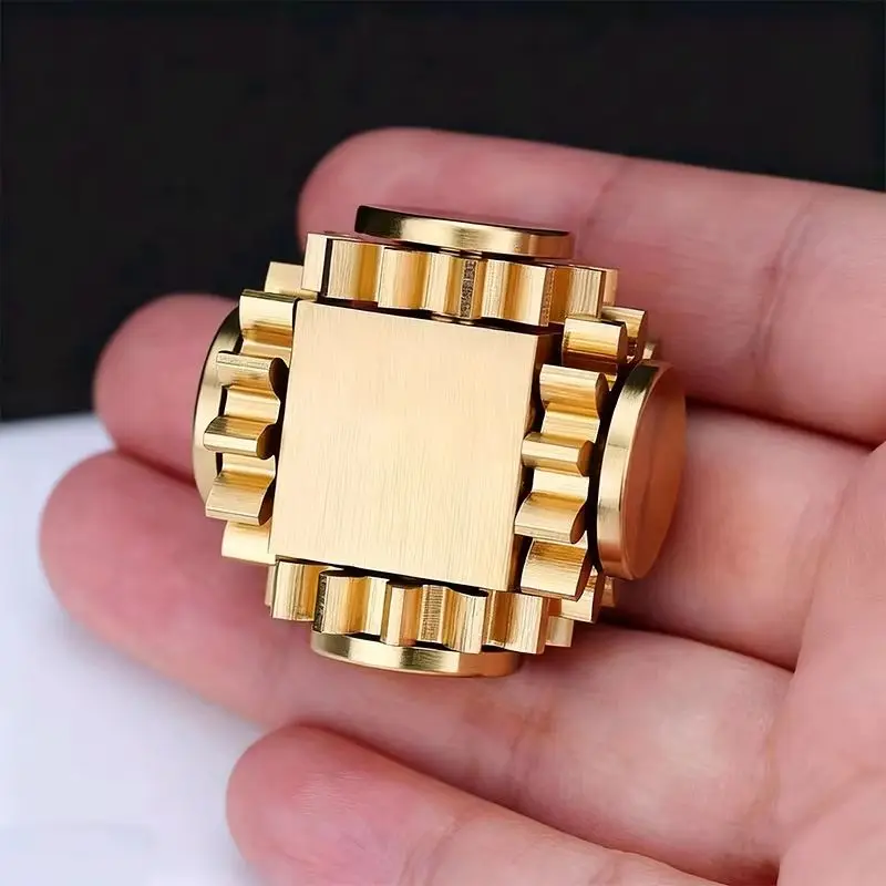 EDC Pure Brass Fidget Spinner Toy - Real Gear Gyro Metal Hand Spinner Adult Anxiety Stress Relief Skill Toy
