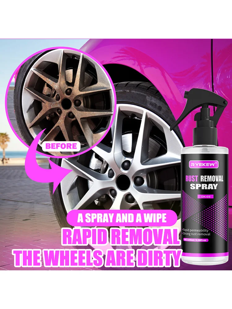 Car Wheels Rim Cleaner Multi Purpose Rust Remover Brake Paint Protect Metal Dust Iron Powder Remover Car Care Chrome Spray