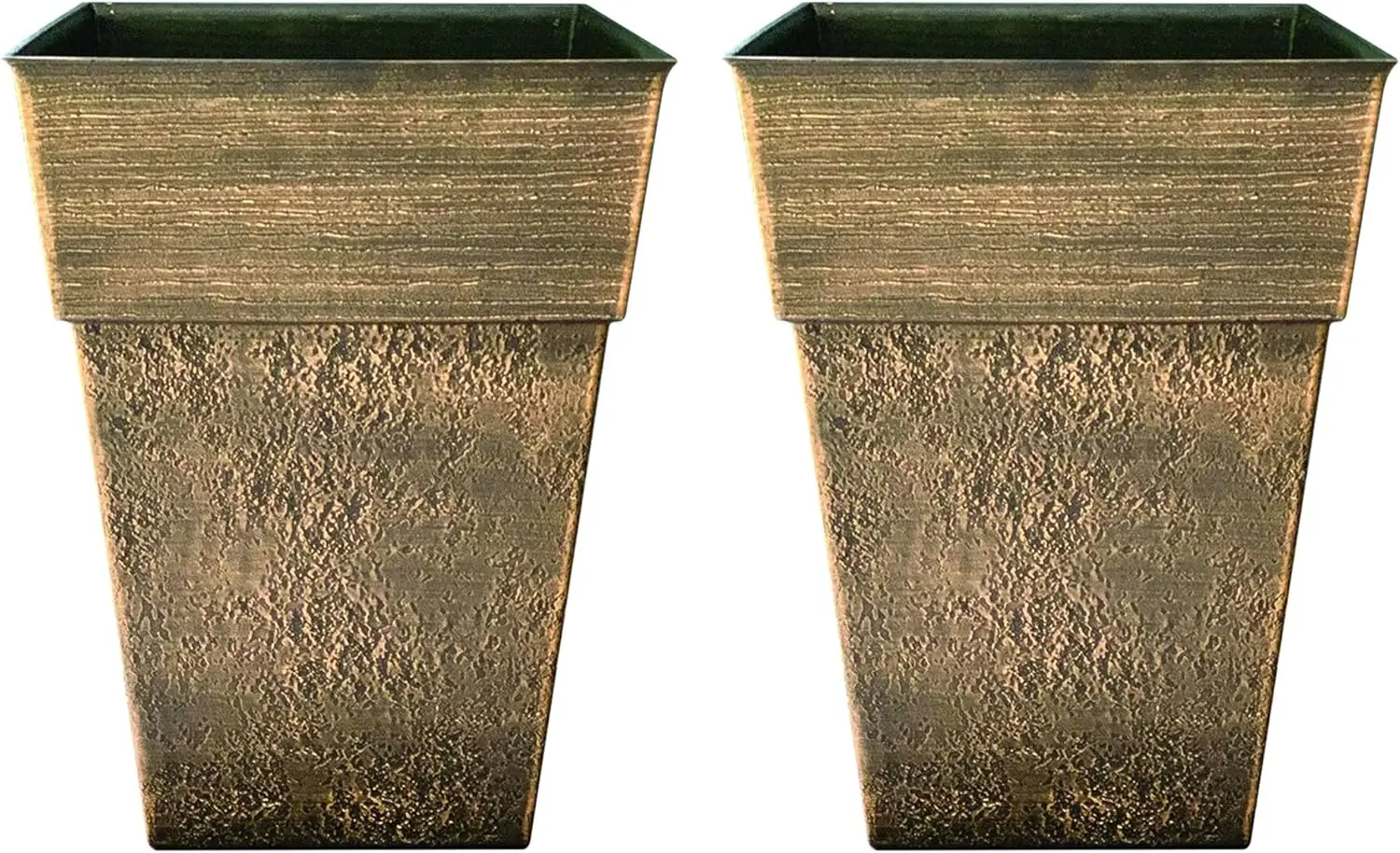 

Avino 13 Inch Square Plastic Accent Outdoor Flower Planter Pot for Garden, Patio, Porch, Deck, or Balcony, Celtic Bronze