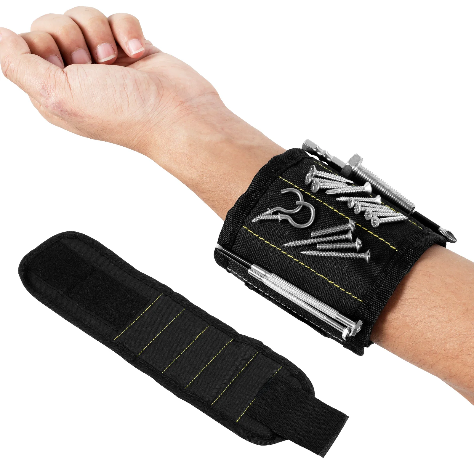 

2pcs Magnetic Wristband for Tool Parts Adjustable Tool Belt for Holding Screws Nails Bolt for DIY & Construction, Holds Screws