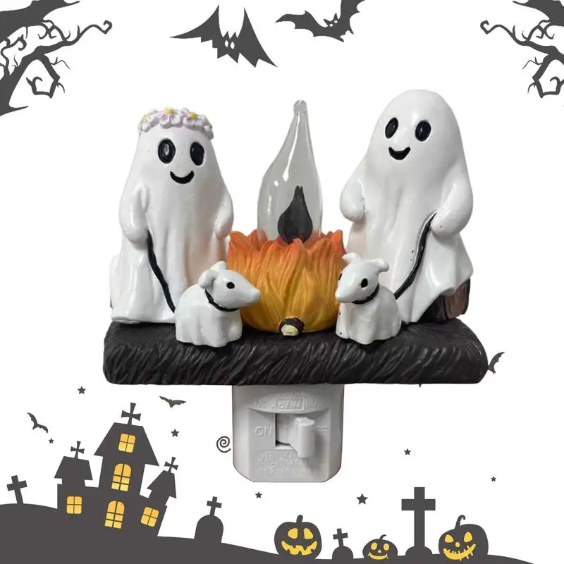 

Ghost Night Light Halloween Resin Ghost Walking Dog Nightlamp Decorative Nightlight Flameless Candles For Home Patio Yard