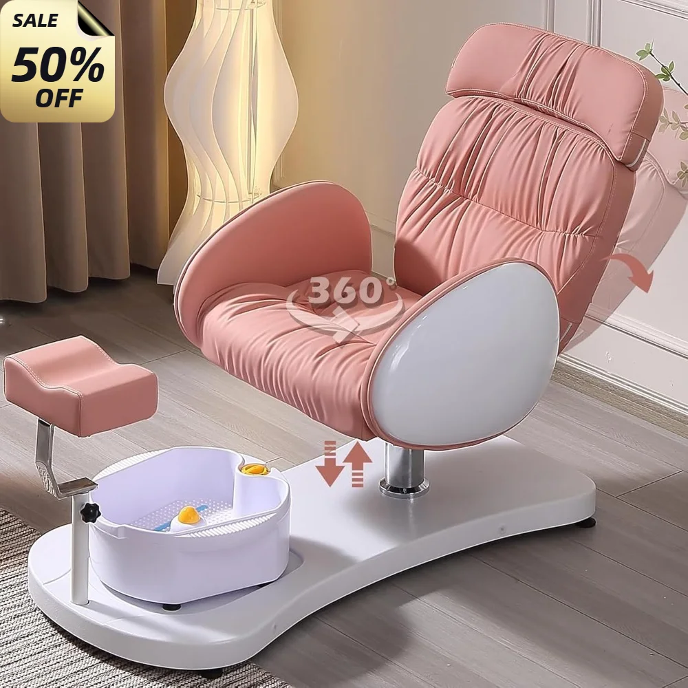 Silla de pedicura hidráulica para tecnología de uñas, Spa para pies, sin plomería, unidad reclinable giratoria 360