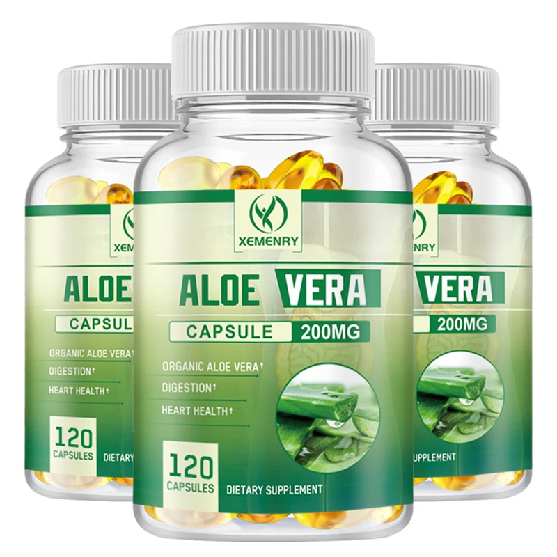 

Aloe Vera Capsules 200mg - Burn Fat, Cleanse The Intestines, Promote Digestion and Metabolism