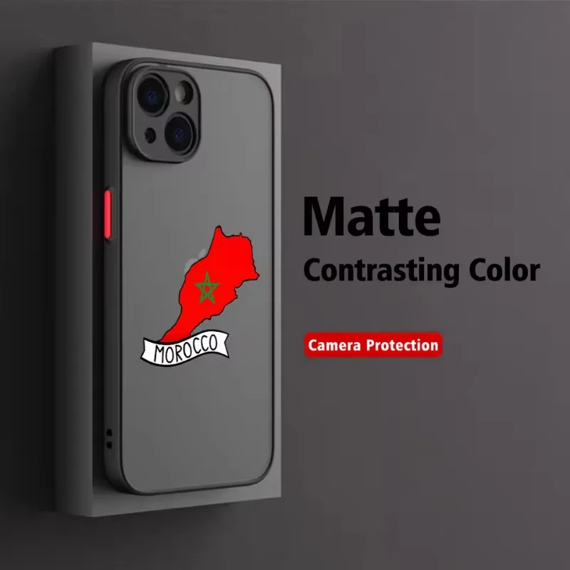 Moroccan Passport Map Phone Case For iPhone 17 16 15 11 12 14 13 Pro Max Mini X XS XR 7 Plus 17E Air Shockproof Hard Matte Cover view 5