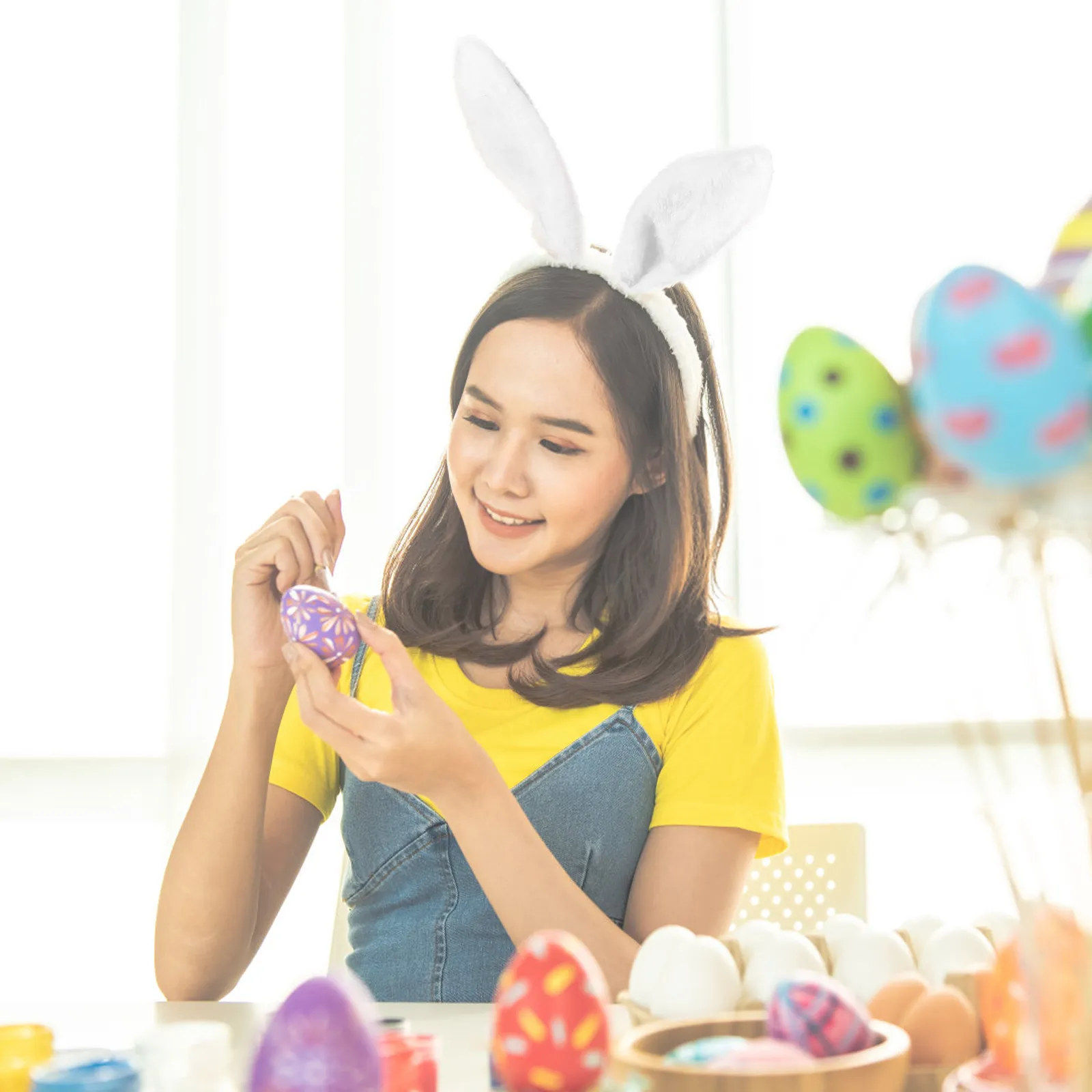 

1Set Rabbit Ear Headband Set Lightweight Easter Party Hair Hoop Nose Tail Animal Cosplay Decoration Party Hair Hoop