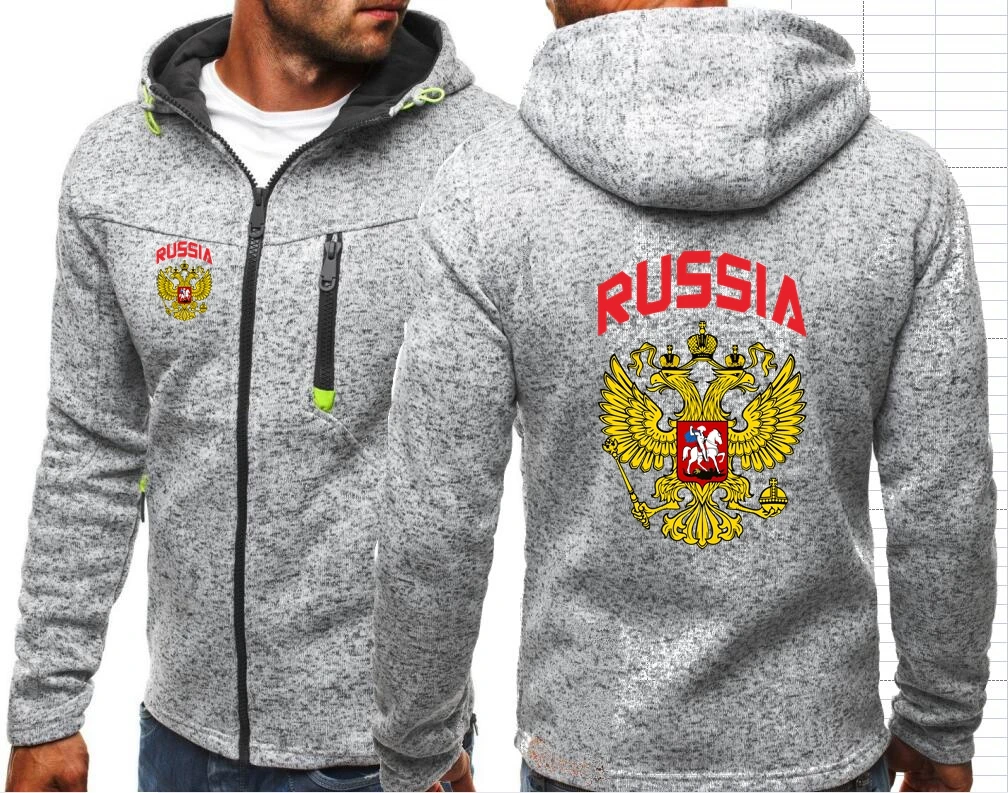 CCCP Emblem Russia Flag Men\'s Hoodies Russian Federation Jacquard Hoodie Jackets Men Hooded Zipper Sweatshirt For Male Hoody