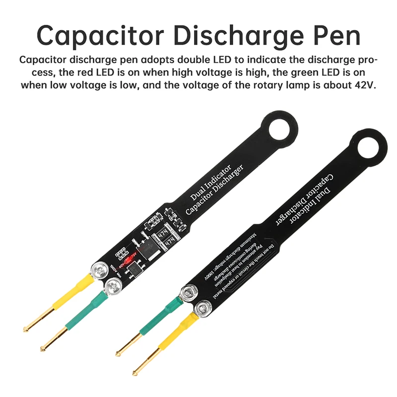 1000V High Voltage Capacitor Discharge Pen AC/DC Constant Temperature Discharge Probe Adjustable Dual LED Indicator Lights