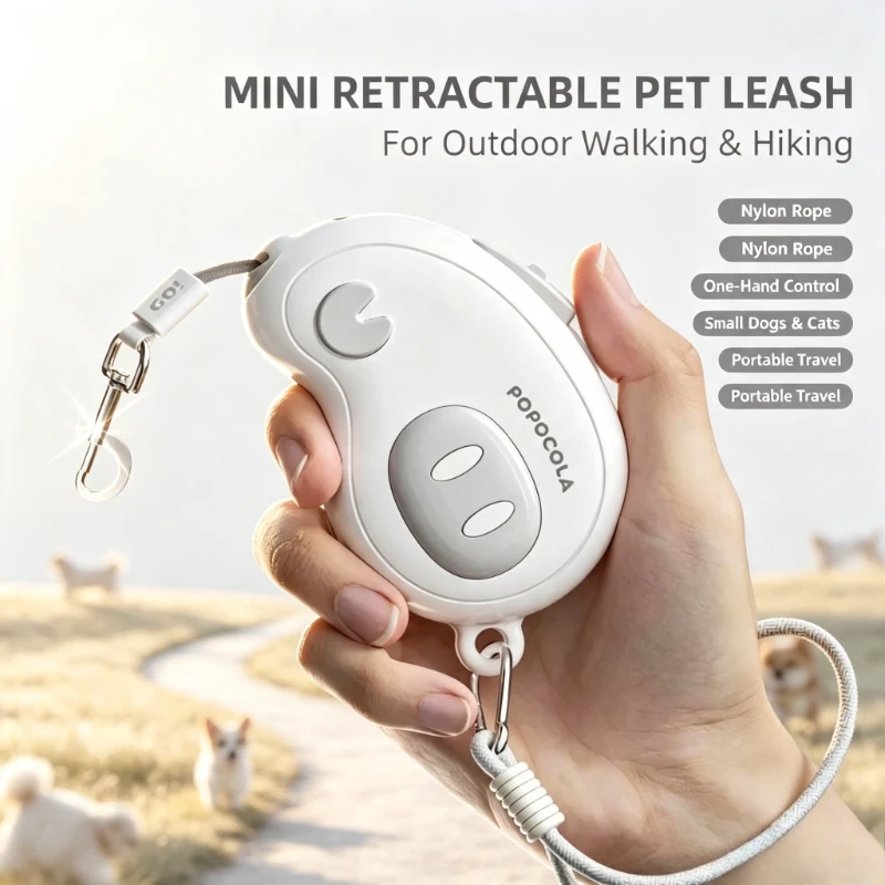 POPO Pet Mini Automatic Retractable Traction for Outdoor Travel Walking Hiking Small Dogs Traction Rope Cat Lead Products Nylon