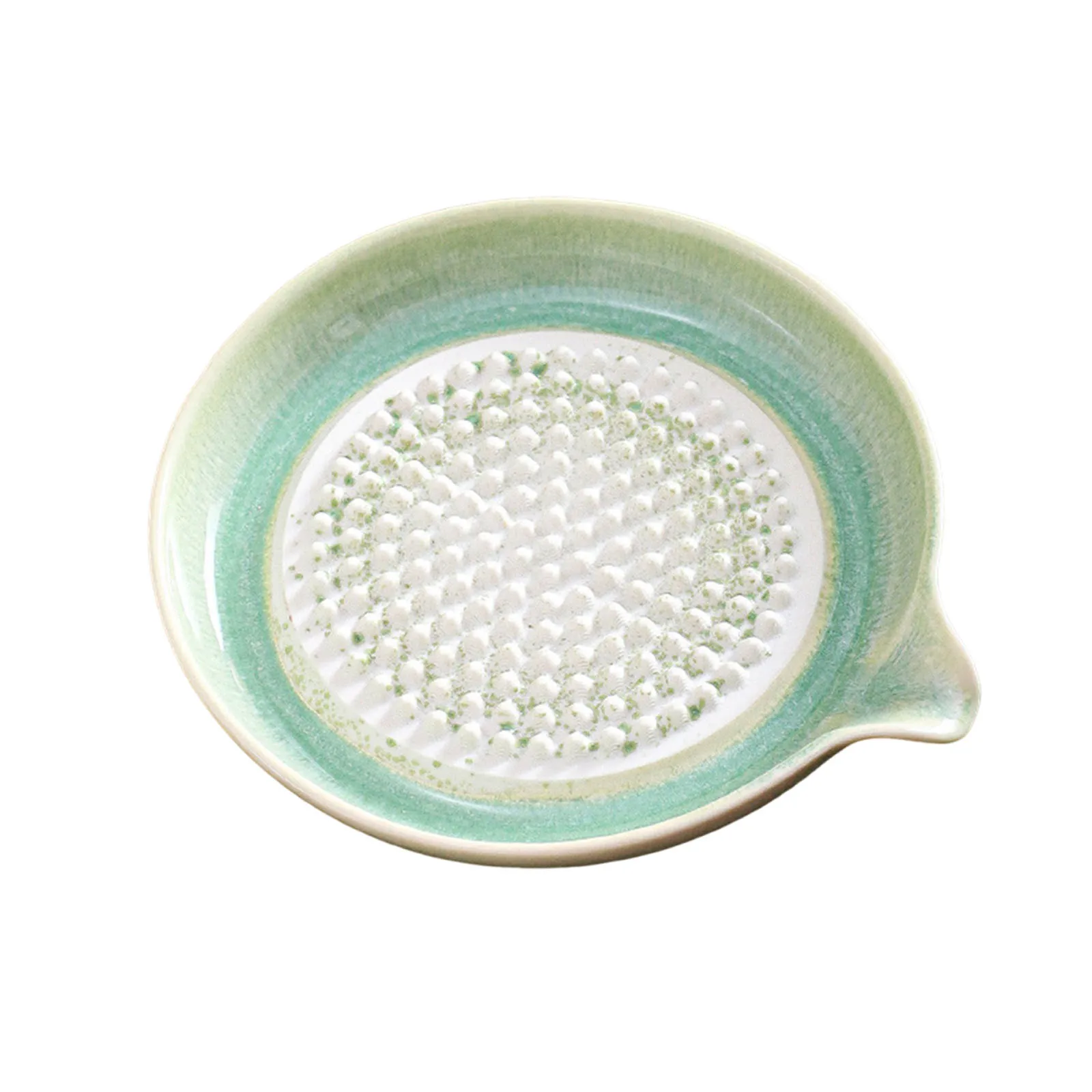 Handheld Grinding Dish with Spout Household Ceramic Grinding Disc Reusable Garlic Mincer Tray for Fine Paste Garlic Wasabi