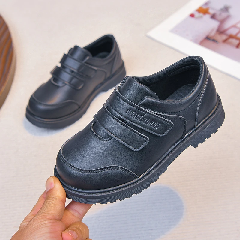

Minimalist Black Dress Shoes for Boys 2026 New Spring Autumn Kids Leather Flats Soft Sole Classic Chic Boys School Uniform Shoes