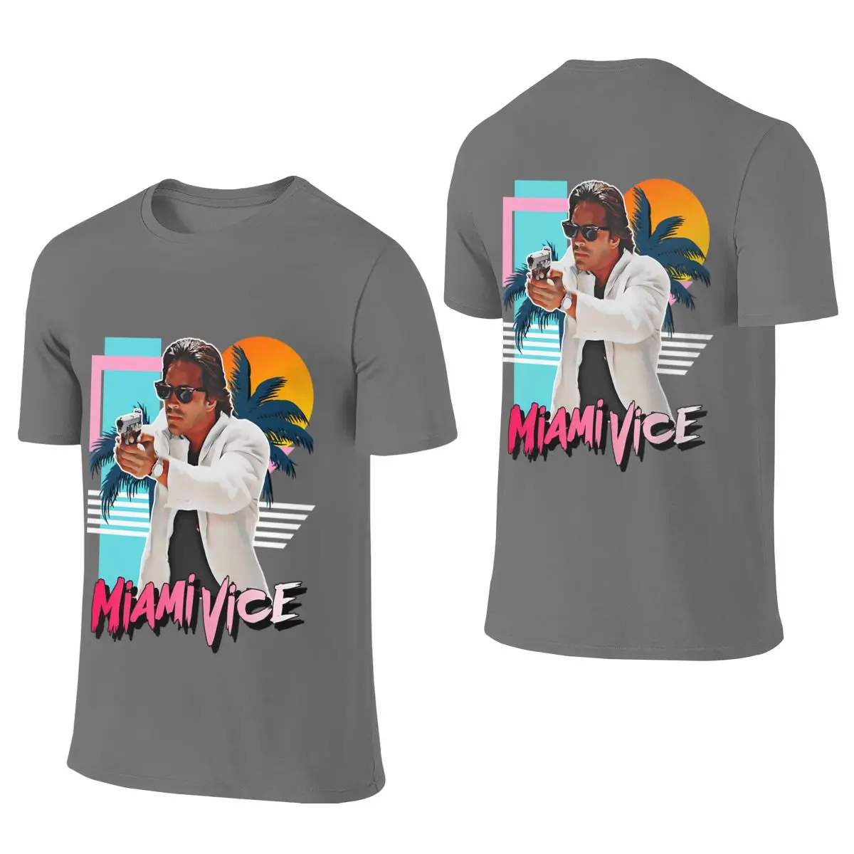 Retro Miami Vice 80S Sonny Crockett Tribute Campus Style Reversible T-shirtNiche Design Solid Colors Women's T-shirts