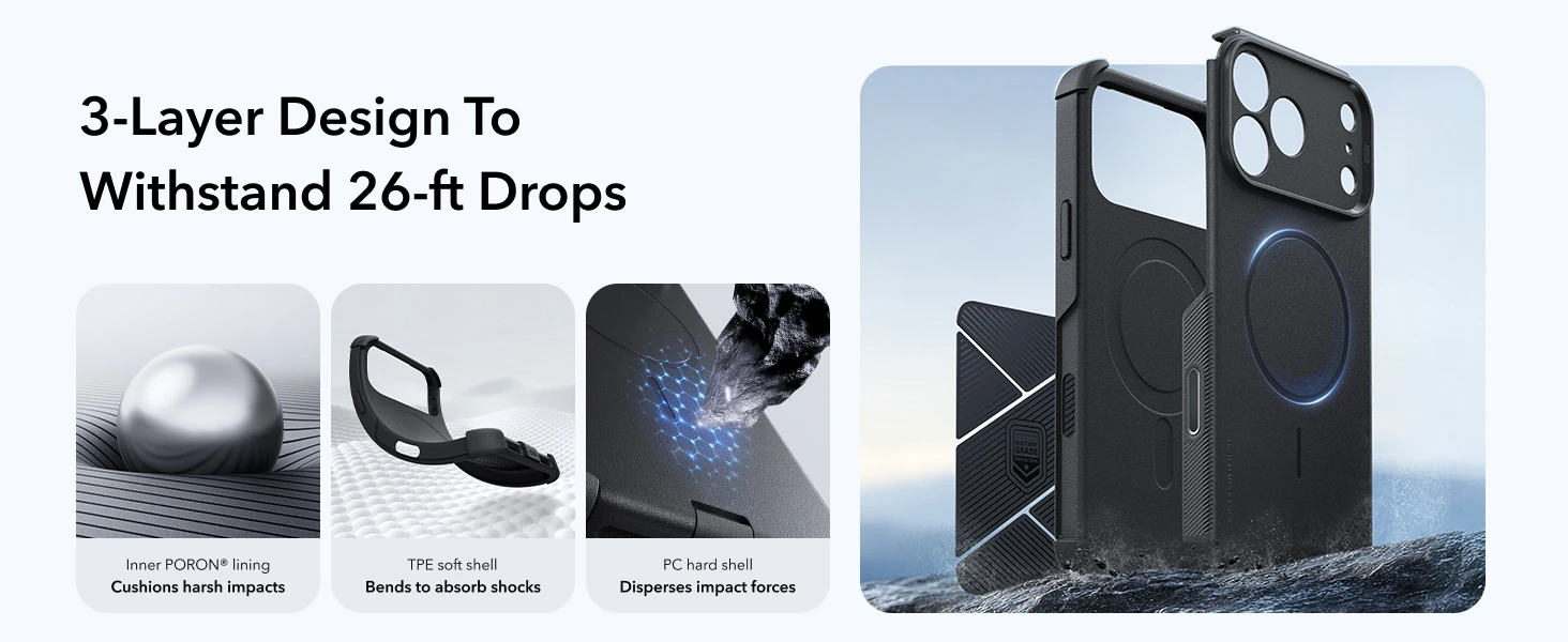 ESR für iPhone 18 Pro Max & 17 Pro Max MagSafe Handyhülle Ultra Slim Militärqualität Sturzschutz-Cover mit Kamerasteuerung – Detail 30