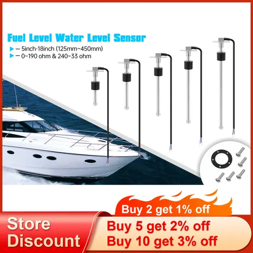 Imagen 2 del producto Sensor de nivel de combustible de agua de 100mm ~ 1000mm 0 ~ 190 240 ~ 33 ohm unidad emisora de combustible de tanque de aceite de coche de yate de barco marino personalizada
