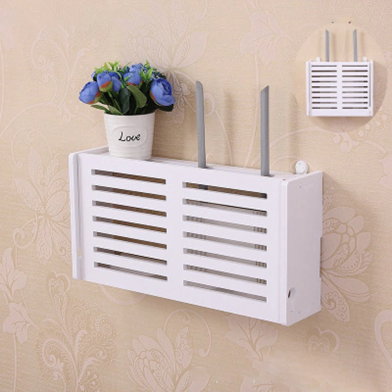 Wall Mounted Wireless Router Storage Box Rack Living Room Wall-Mounted WiFi Wall Decoration Cable Power Bracket Organizer Boxes