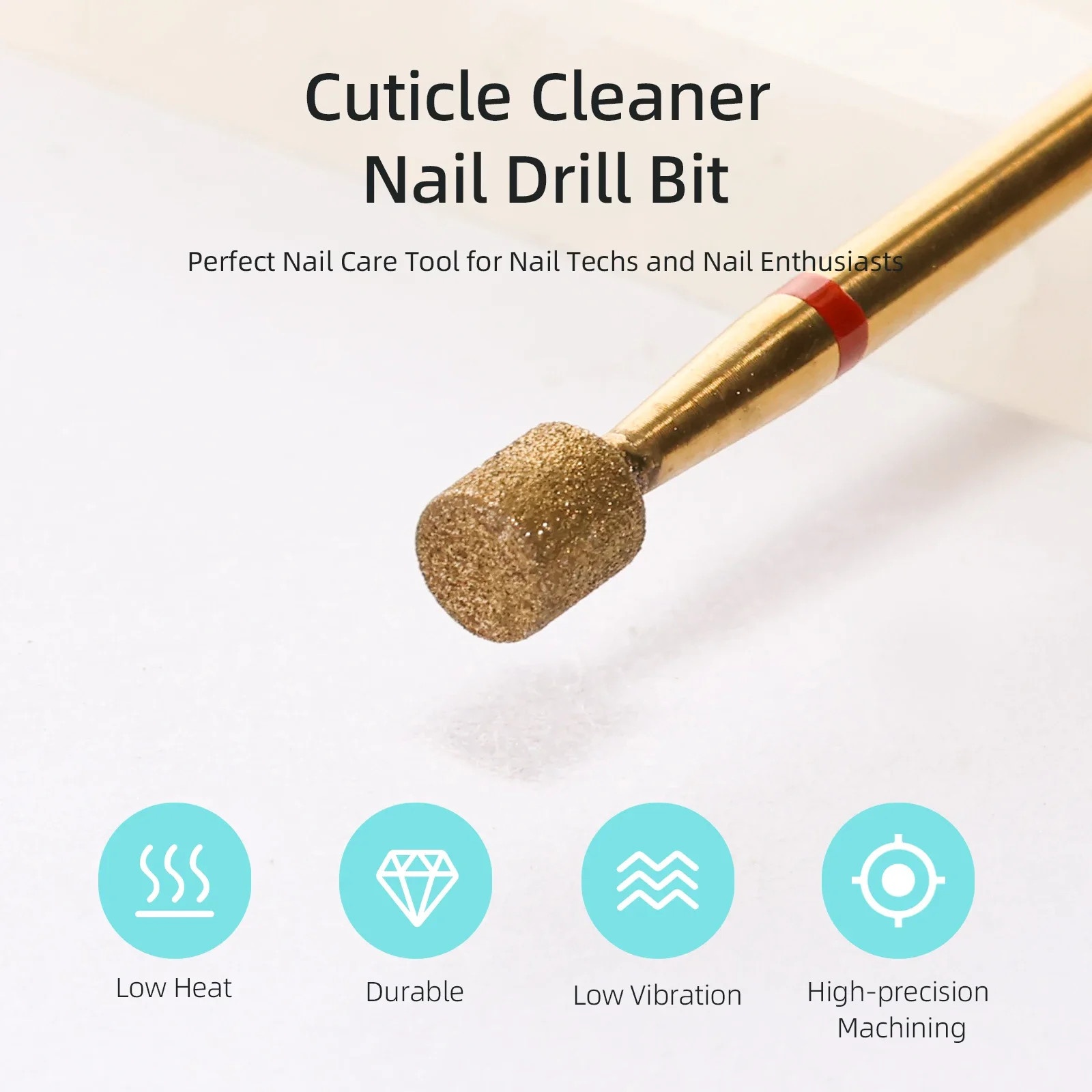 HYTOOS 4mm Barrel Cuticle Clean Nail Drill Bit, Titanium Russian Diamond Nail Bits Nail Cleaner Accessories for Dead Skin