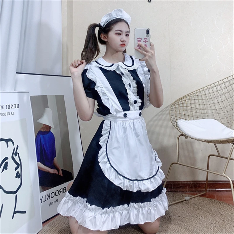 Lolita maid cosplay traje babydoll vestido uniforme erótico role play bonito ao vivo mostrar feminino lingerie maid cos ternos senhoras outfit