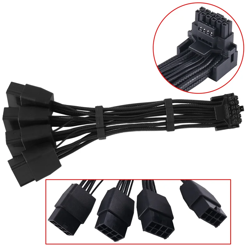 

TA-GPU RTX4090 RTX4080 Series 16AWG 4X8pin PCI-E To 16Pin (12+4) PCI-E 5.0 12VHPWR Connector Device 90-Degree Elbow