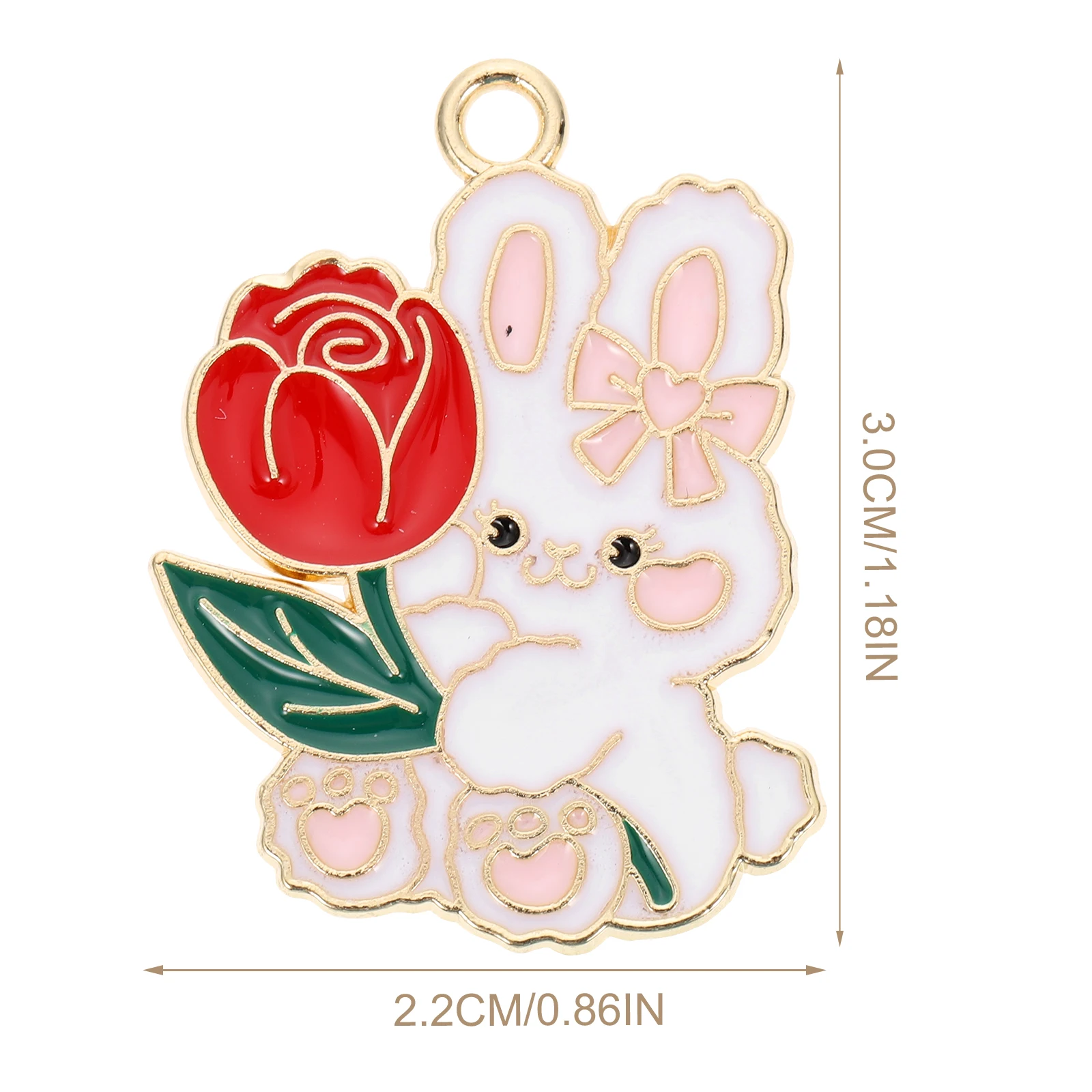 

10 Pcs Keychain Accessories Bunny Charms Animal Pendant Jewelry Making Keyring Red