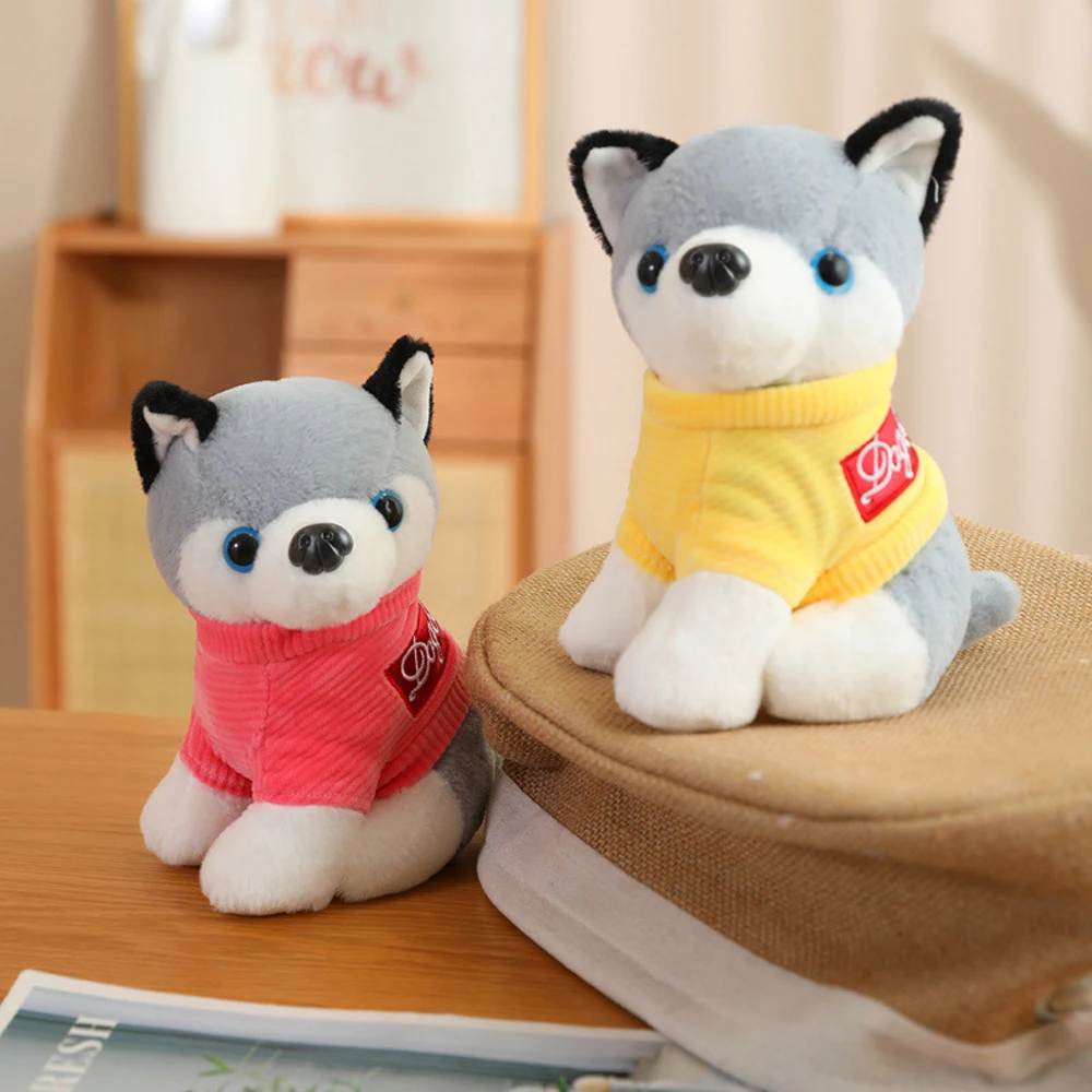 Simulated Dressed Husky Dog Doll Stuffed Plush Toy Birthday Gift