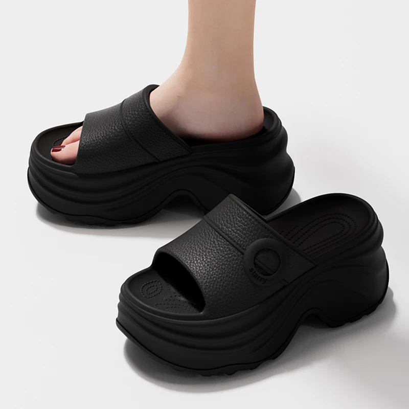 Modische Eva Chunky Plateau-Sandalen für Damen 2026 Sommer Dickbodige Keilabsatz-Pantoletten Erhöhte Rutschfeste Strand-Sandalen für Frauen