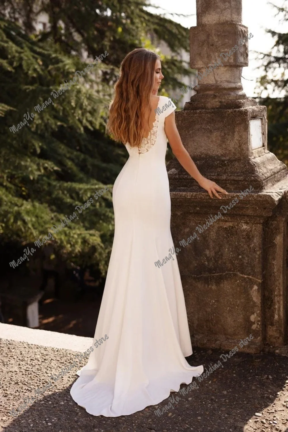 Maßgeschneiderte V-Ausschnitt Boho Meerjungfrau Strand Brautkleider Sexy Flügelärmel Spitze Applikationen Brautkleid Landhochzeitskleider 2025