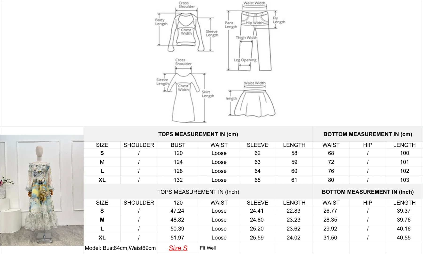 2025 New High Quality Floral Map Star Print The Off Shoulder Ruffles Diamonds Blouse Tops and Midi Skirt Set