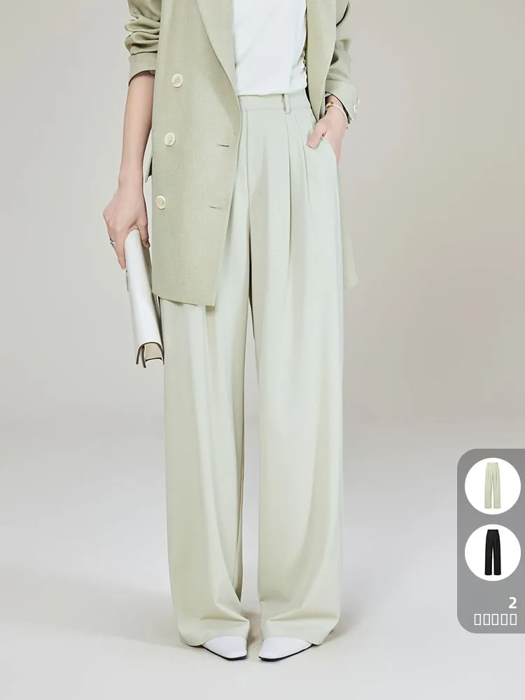 

Meiyang Summer Casual Pants High Needle High Densi Straight Leg Trousers for Women Straight Cut High Waist Long Pants