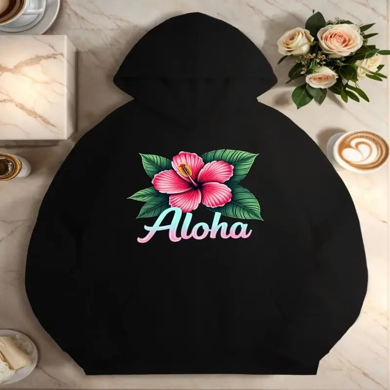 Winter Fall Female Clothes Oversize Women Sweatshirt Plus Size Black Floral Geometric Print Cotton Street Style Long Sleeve Top