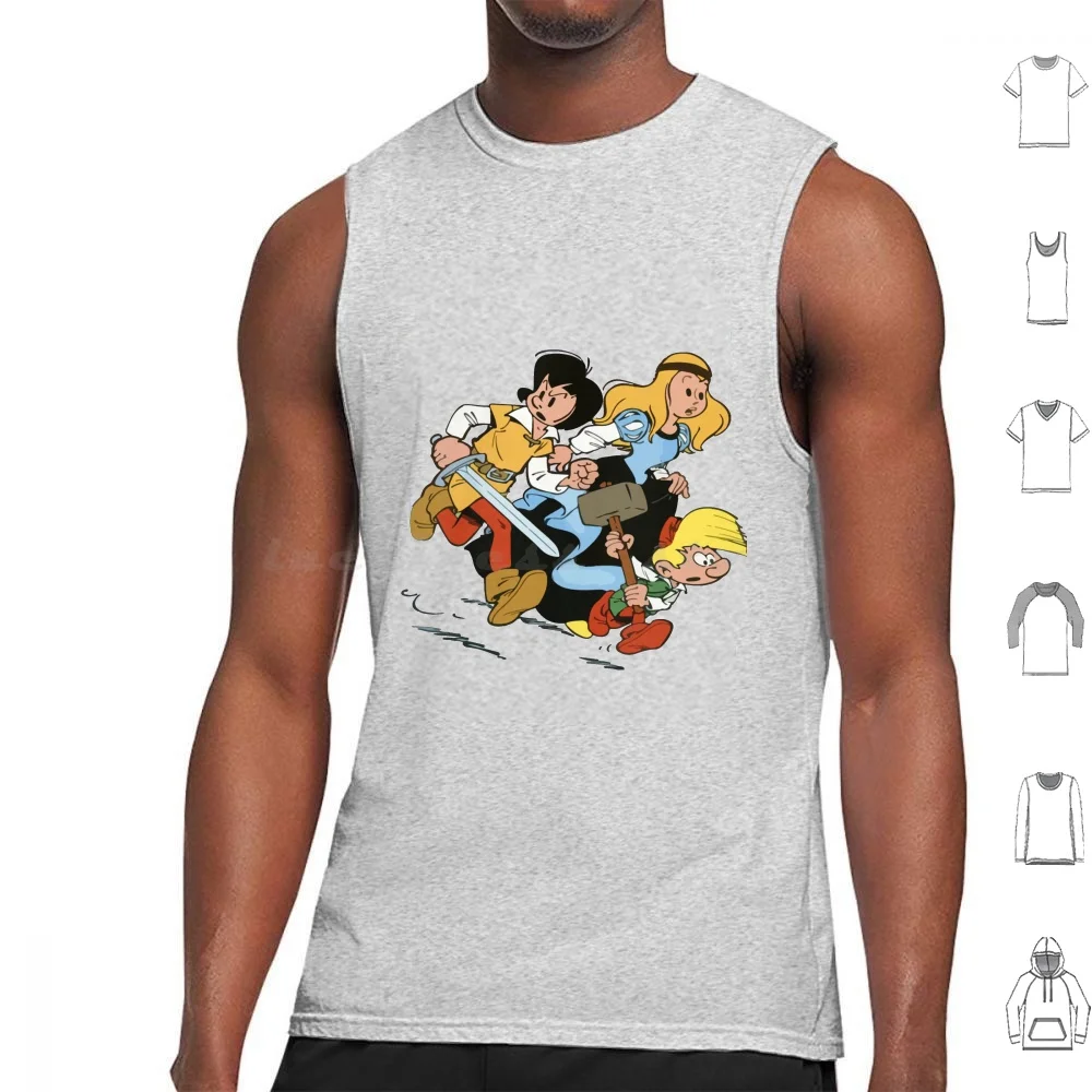 Johan Et Pirlouit ( Johan And Peewit ) And Princess Tank Tops Vest Sleeveless Retro Vintage Nostalgic 60 70 80 Comic Cartoon