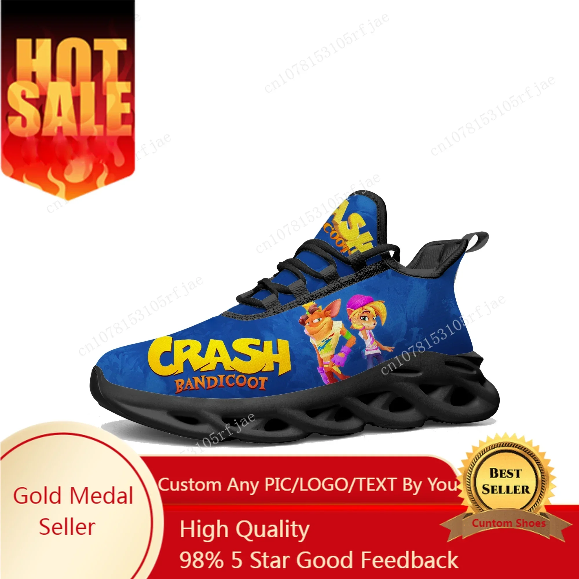 

Crash Bandicoot Flats Sneakers Cartoon Game Mens Womens Sports Running Shoes Tailor Made Lace Up Shoes