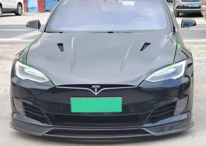 New！ For Tesla Model S 2014 -2023 SLTF Real Forged Carbon Fiber Front Bumper Bonnet  Engine Hood Vent Cover