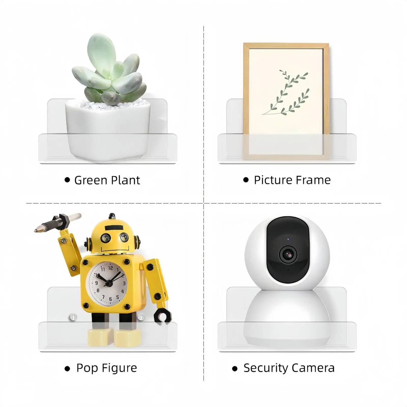 3Pc Acrylic Floating Shelves Wall Shelves Small Shelf Display Ledges Hanging Shelves For Smart Speaker Action