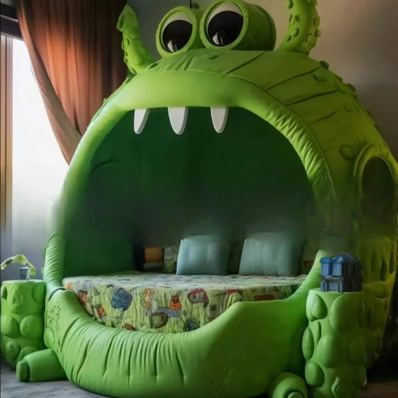 Large two-dimensional animal frog monster bed leather fabric plush bed