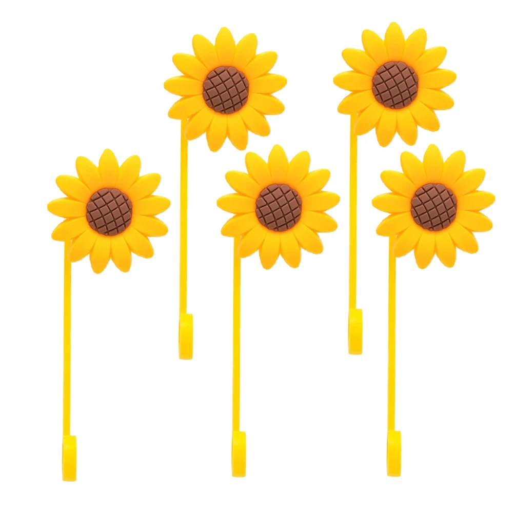 

5pcs Sunflower Straw Covers 10Mm Dust-Proof Silicone Caps For Tumblers Reusable Flower-Shaped Drinking Accessories Hydration Fun