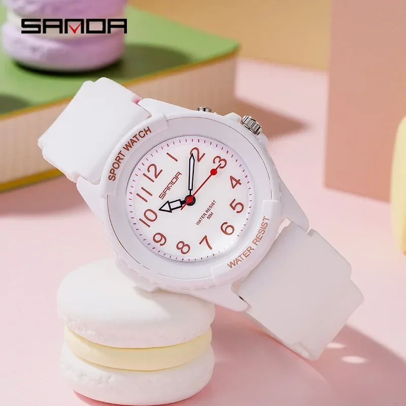 Sanda homens e mulheres casual sports watch, automático, borracha, quartzo, à prova de choque, para o exterior, casal, novos modelos, 2024