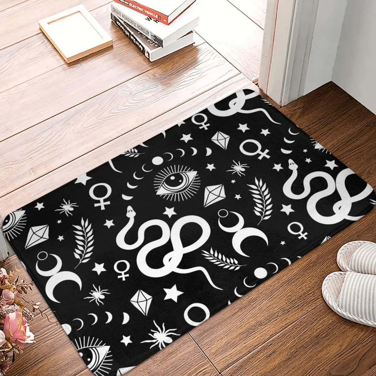 

Modern Witch Occult Symbols Black White Doormat Rug carpet Mat Footpad Bath mat Non-slip toilet Balcony Parlor durable Washable