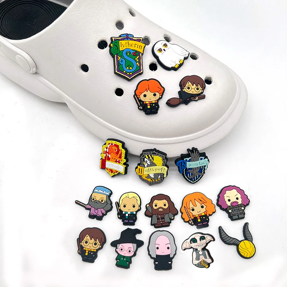 17pcs Harri Potter Shoe Charms DIY Shoe Flower Accessories Decorations Hermione Luna Malfoy Hedwig Toys for Croc Sandals Toy