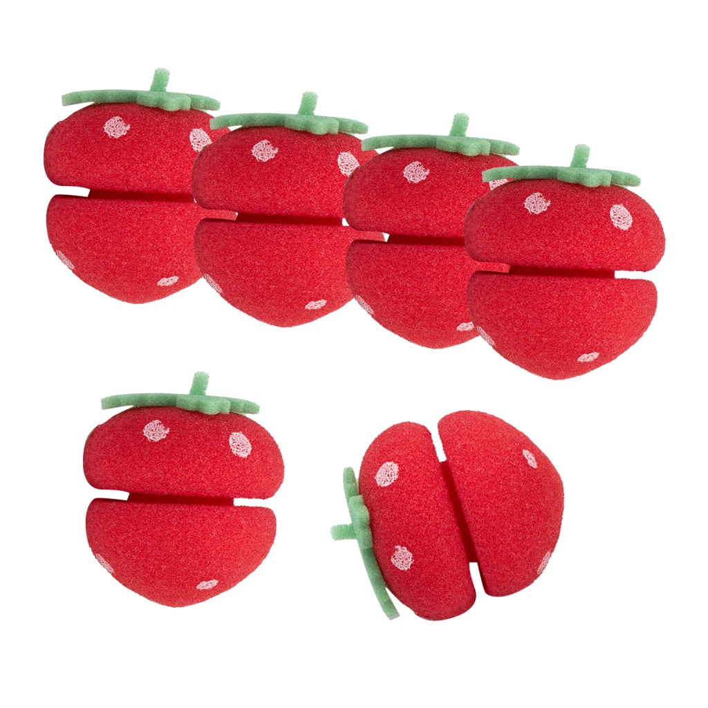 Sponge Hair Curler Ball Set Strawberry Design No Heat Rollers for Easy Beautiful Curls for Girls