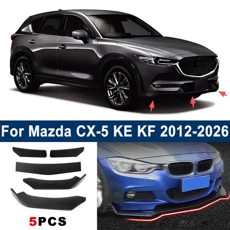For Mazda CX-5 KE KF 2012-2026 model, adjustable 5PCS front bumper lip spoiler protection decorative kit, car body kit